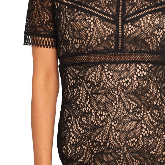 NWT Bardot Theodora Lace Dress In Black and tan - Picture 5 of 6